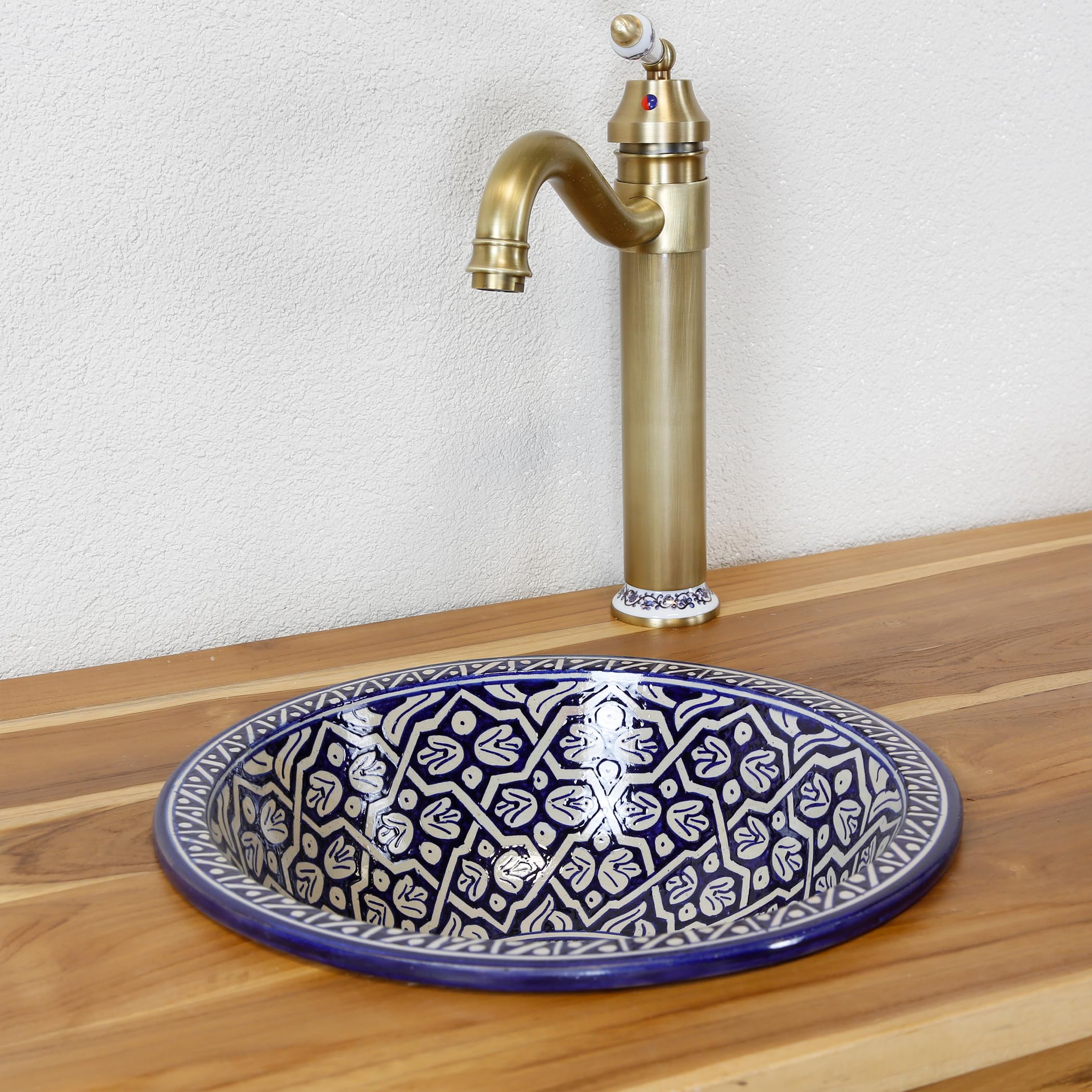 Umywalka nablatowa, niebieska, ceramiczna umywalka do łazienki i WC dla gości, umywalka do zabudowy bez otworu na kran i bez przelewu/umywalka nablatowa