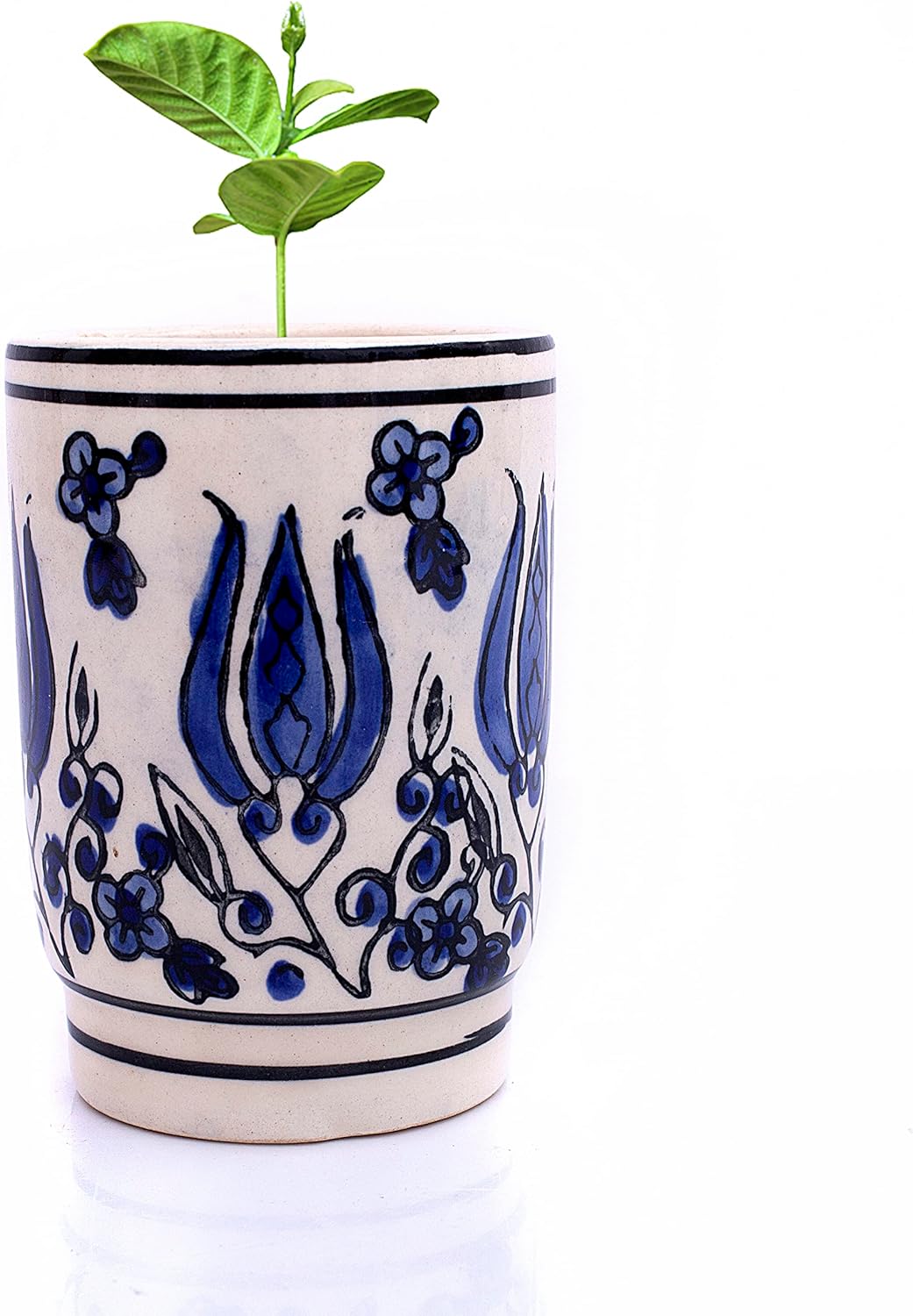 The Great Indian Bazaar Handmade Decorative Ceramic Garden Planter With Drainage Hole For Indoor Outdoor Flower Plant Pot For Home Office Living Room Windowsill Decor Small Round