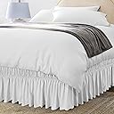 Utopia Bedding Full Elastic Bed Ruffle - Easy Wrap Around Ruffle - Microfiber Bed Skirt with Adjustable Elastic Belt 16 Inch Tailored Drop - Hotel Quality Bedskirt, Fade Resistant (Full, White)