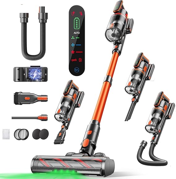 Cordless Vacuum Cleaner, 600W/50KPa/65Min Runtime Stick Vacuum with 3.3Ft Hose, Wall Mount Charging