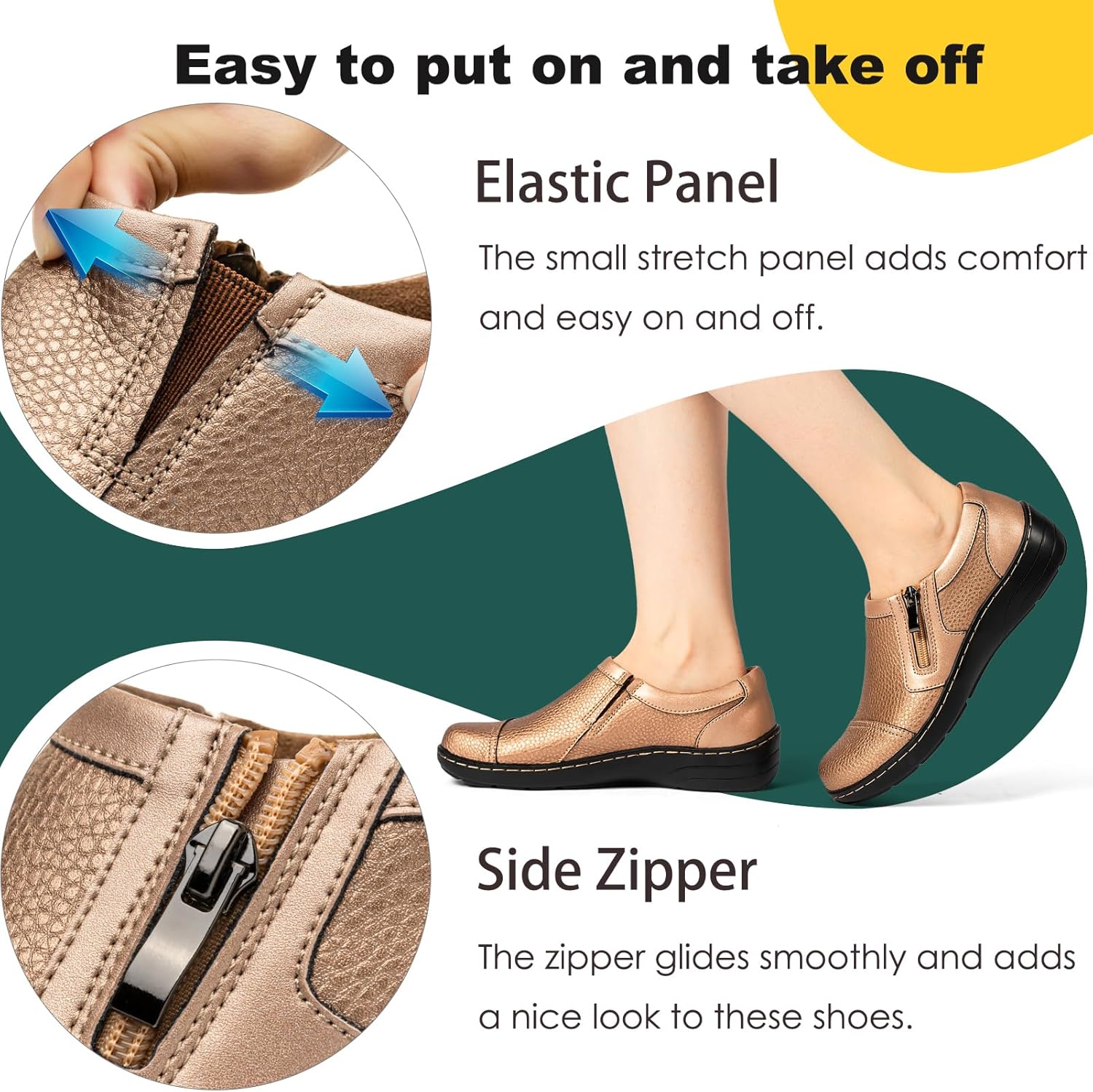 Women's Comfortable & Lightweight Leather Loafers Cute Slip On Dress Shoes for Women Business Casual Office Work Shoes Everyday Walking Flats - Image 6