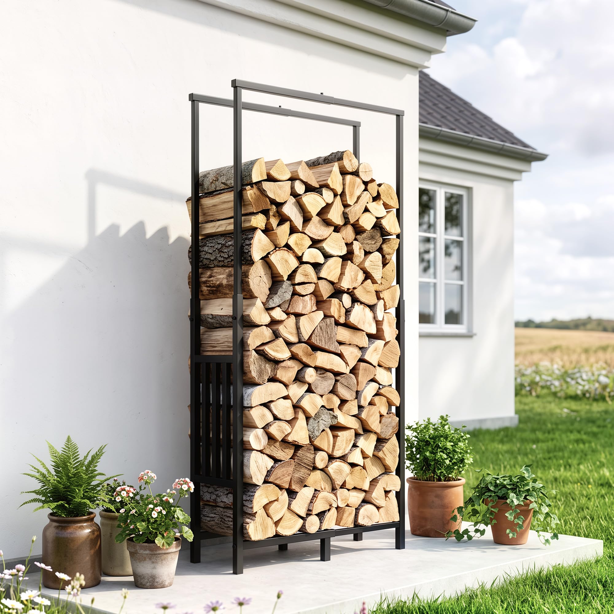 Outsunny Portalegna Interni/Esterni in Acciaio 45.5-75.5x25x98-170 cm Nero