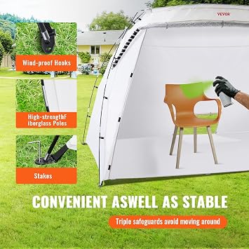 VEVOR Portable Paint Booth 10 x 7 x 6 ft Extra Large Spray Paint Tent Kit | with Built-in Floor, Mesh Screen and Windproof Hooks, Enclosed Shelter for Furniture, Crafts, DIY Projects and Tool Finishing