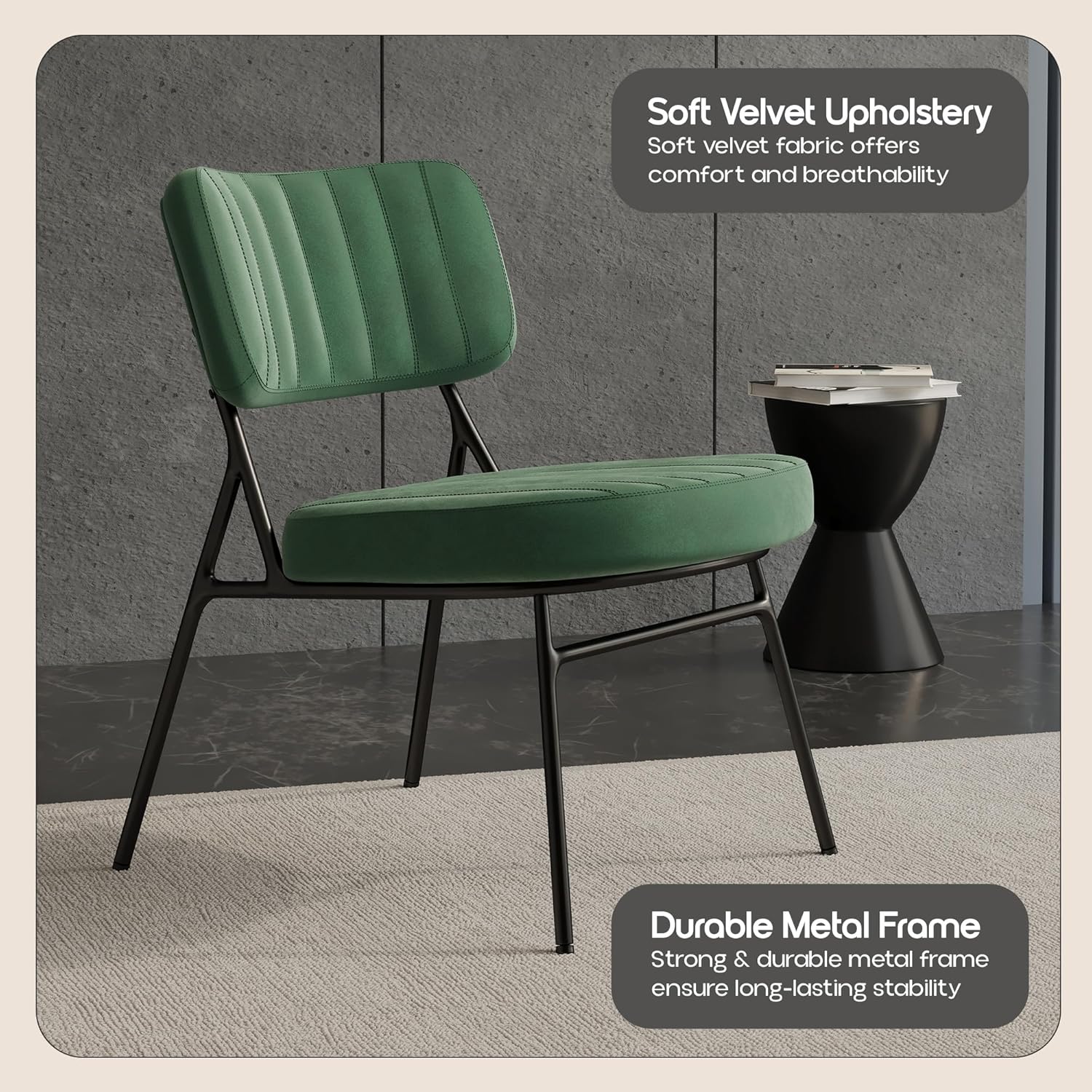 LeisureMod Marilane Velvet Accent Side Chair with Metal Frame | Elegant & Versatile Seating for Living Room, Bedroom, or Office | Stylish and Comfortable Design, Turquoise