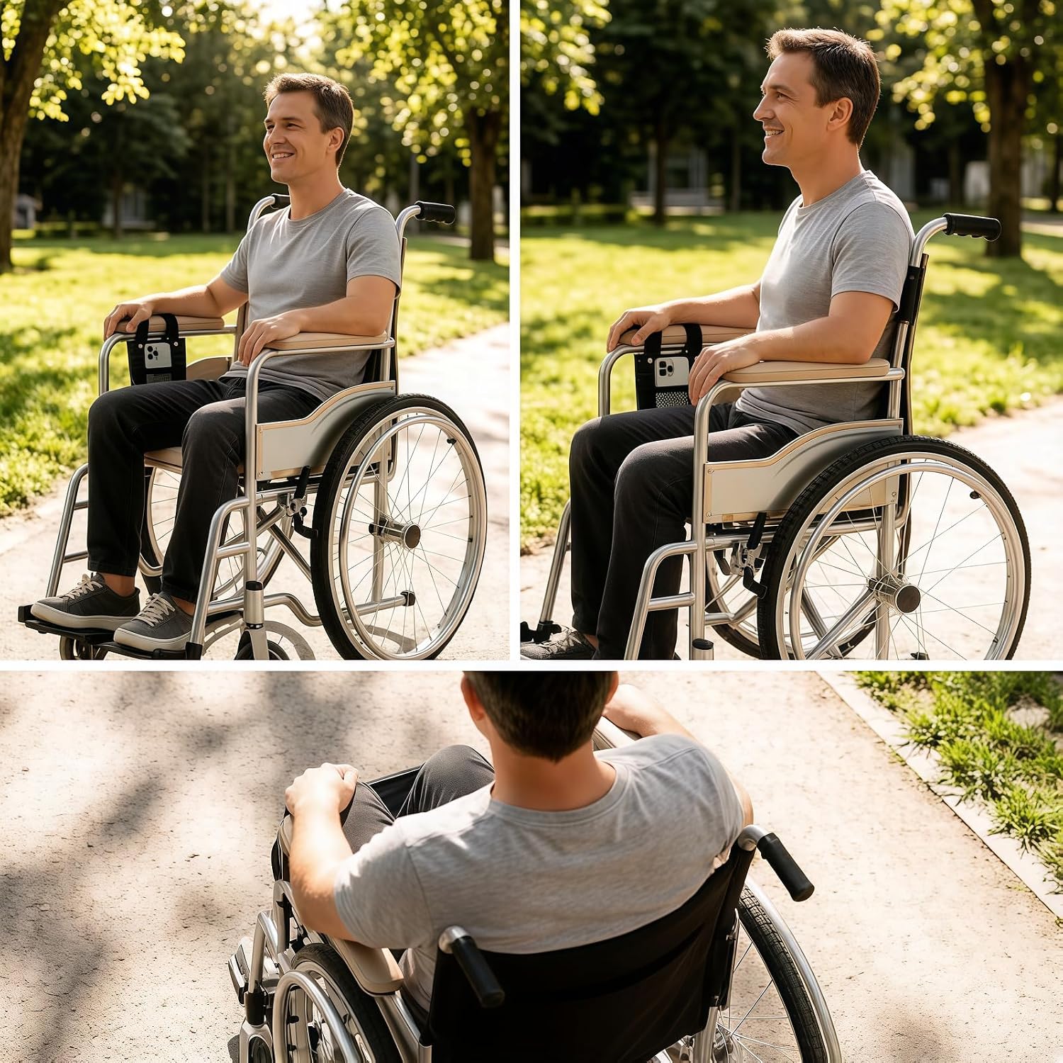 Wheelchair Phone Holder & Side Bag, Adjustable Pouch for Wheelchairs, Walkers & Mobility Scooters - Compact Durable Phone Holder for Walker, Daily Use & Travel