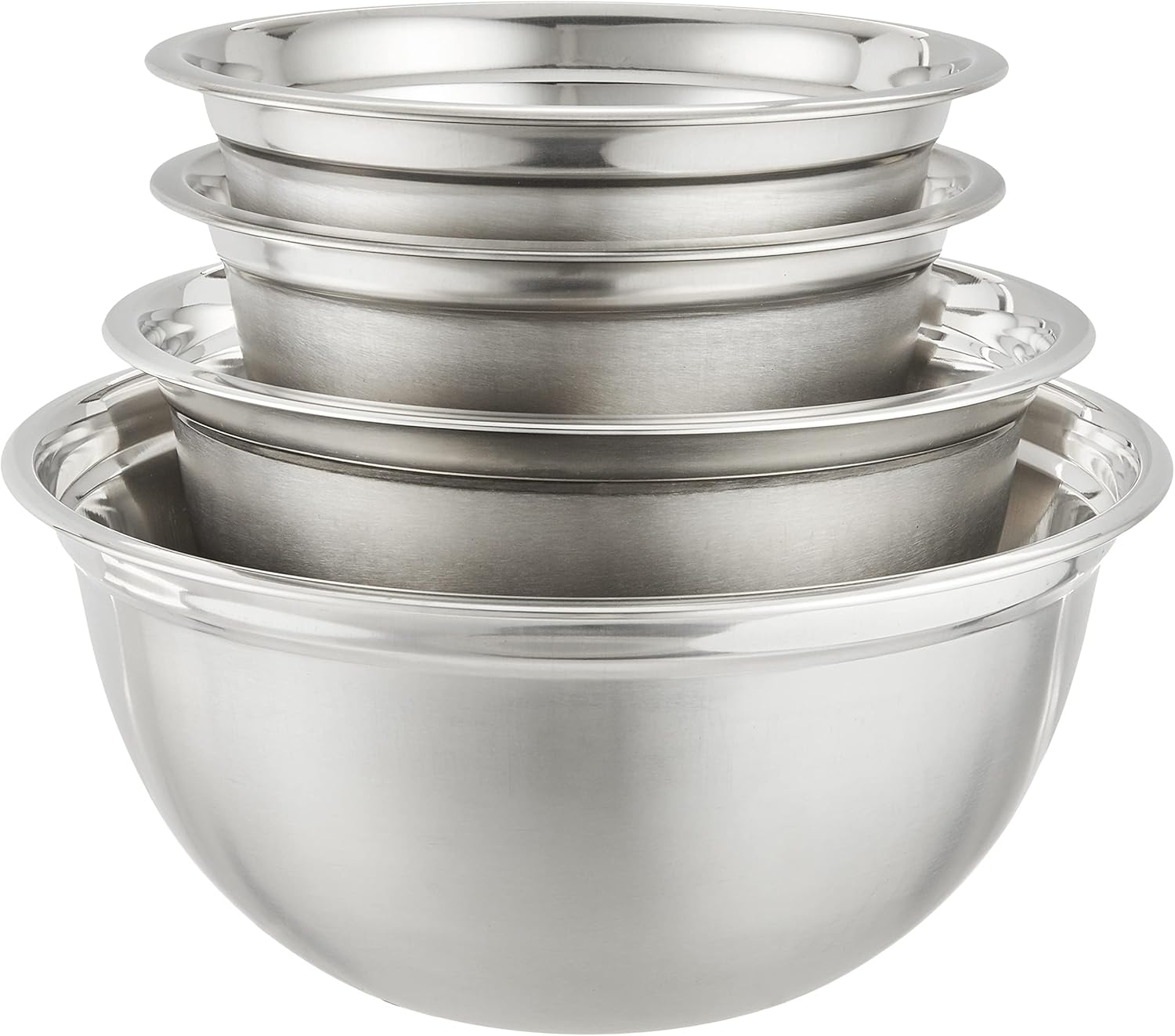 YBM HOME Deep Professional Stainless Steel Mixing Bowls (Set of 4) for Baking, Cooking, and Prepping, Stackable Nesting Bowls for Space Saving Storage, 1169-70-71-73set, silver, 1.5,3, 5, and 10 Quart