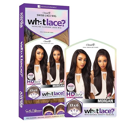 Miniatura 8 de Sensationnel Pelucas de encaje de 13 x 6 pulgadas - Morgan encaje frontal atado a mano, sin pegamento, sintético con densidad natural predepilada