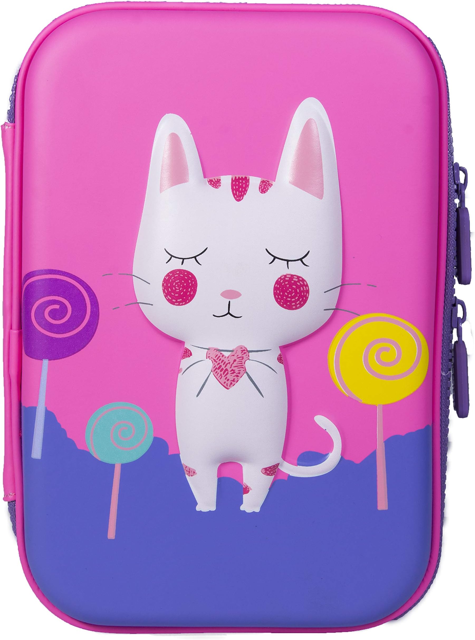 OFSIGN Cat Print Large Capacity EVA Pencil Case Organizer Multipurpose Pink Pencil Pouch | Pencil Box