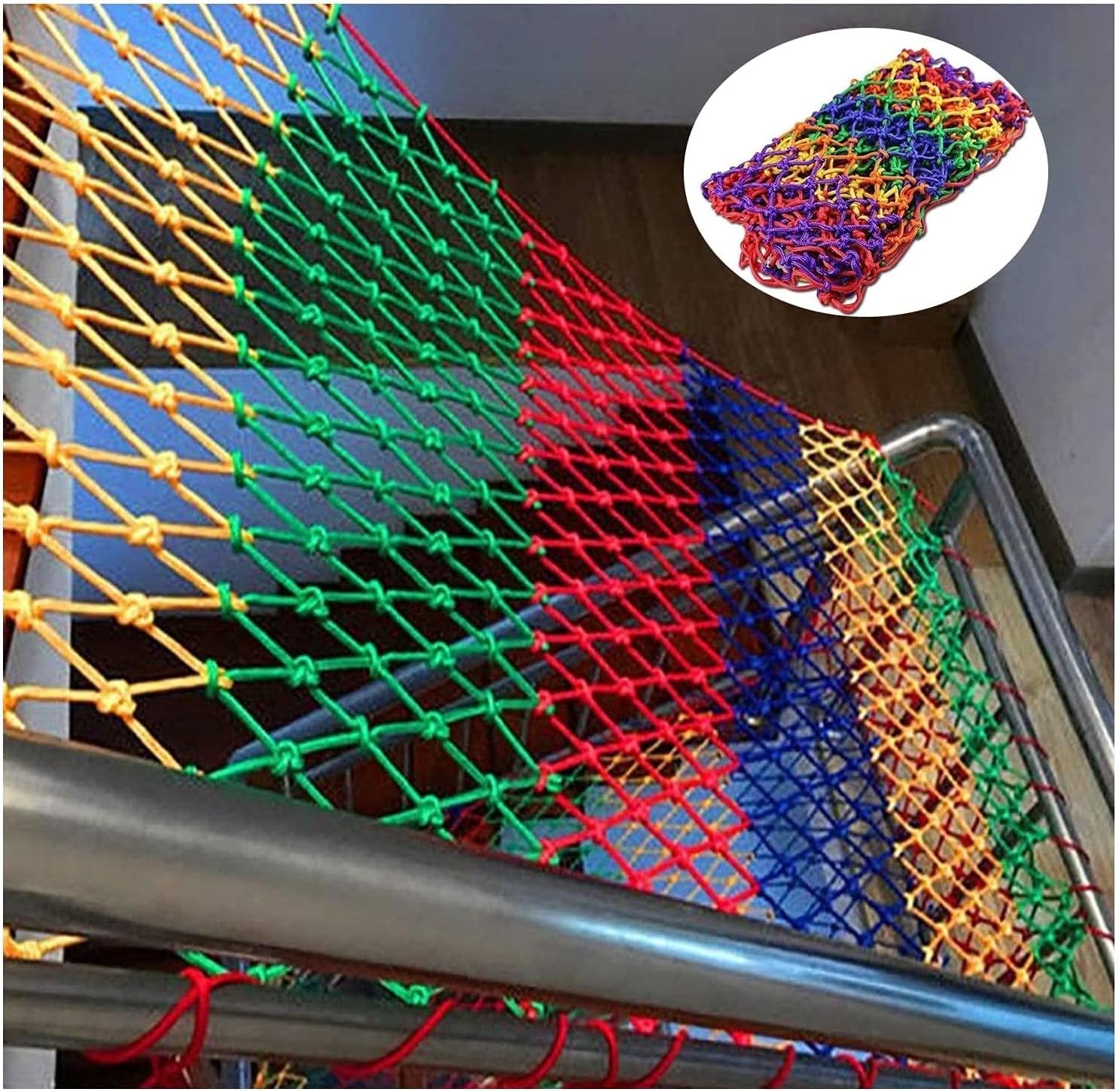 Playground Indoor Ceiling Safety Net, Stair Fence Anti-Falling Net Pet Protective Net, Outdoor Color Railing Decoration Net Garden Plant Net Rope Netting (Size : 3x6m(9x20ft))