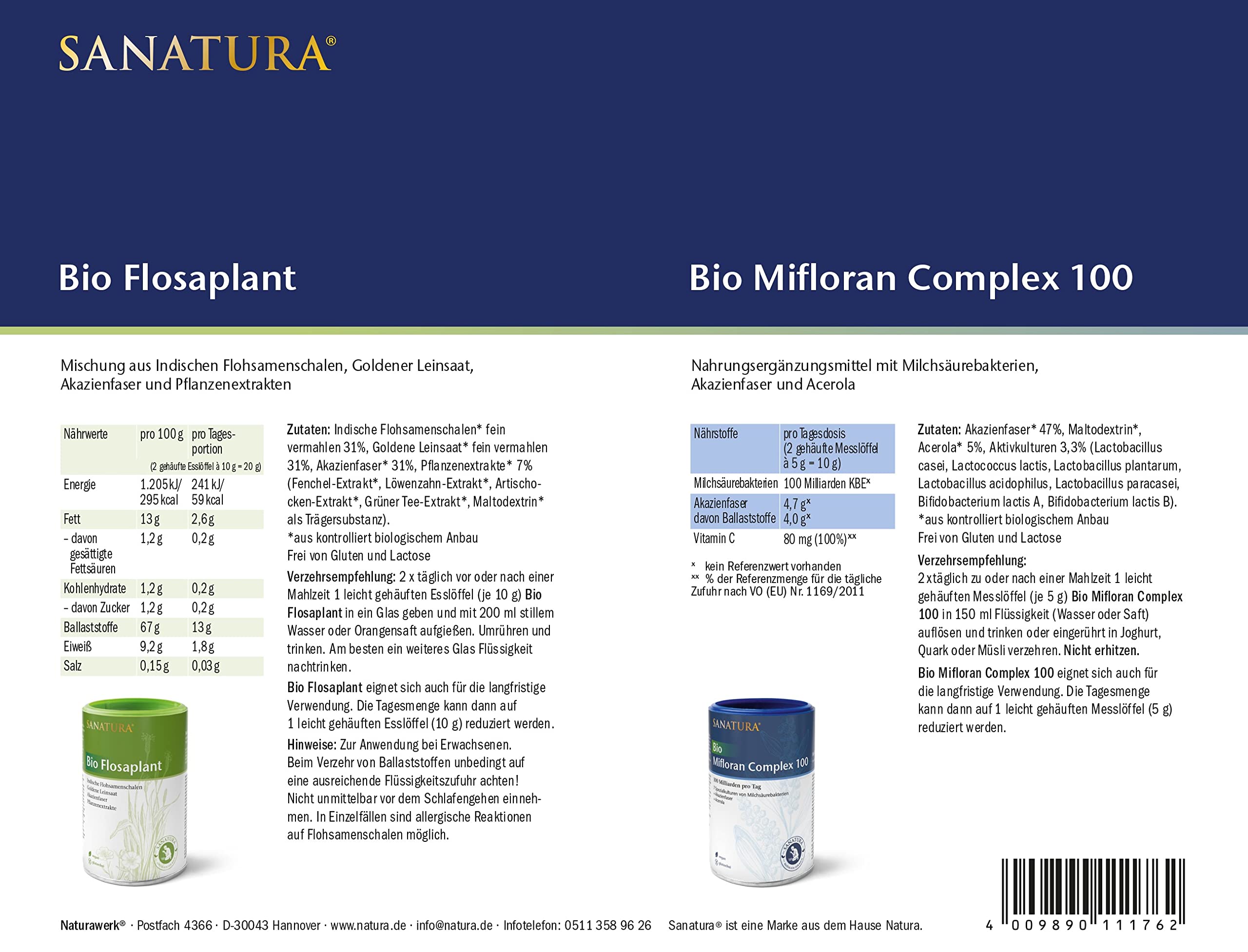Sanatura Bio Wohlfühl-Kur - 30 Tage für ein gutes Bauchgefühl - Kur u.a. mit Milchsäurebakterien, Akazienfaser, Flohsamenschalen, Acerola, Pflanzenextrakten