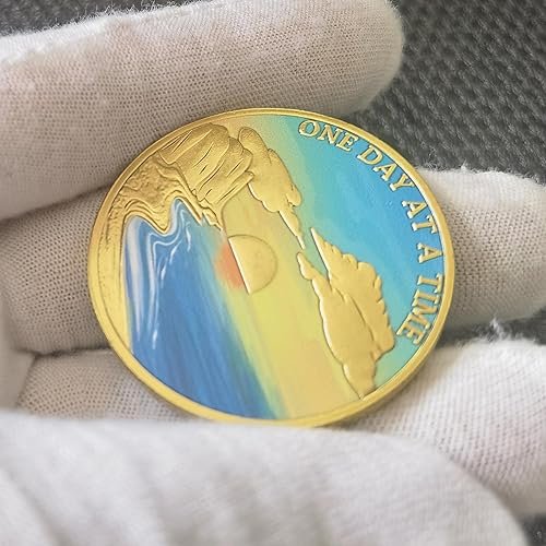 Miniatura 3 de Serene Beach Sunrise Sobriety Chip ONE Day at A TIME Medallón AA de serenidad Regalo de recuperación de monedas (moneda individual)