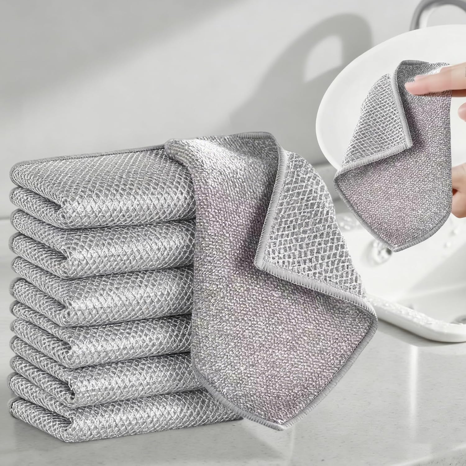 7 Pack Metal Dish Cloth, 3-Layer Non Scratch & Odor