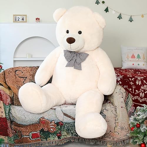Miniatura 7 de MaoGoLan Oso de peluche gigante color blanco de 5 pies, suave cara sonriente, regalo para novio y novia