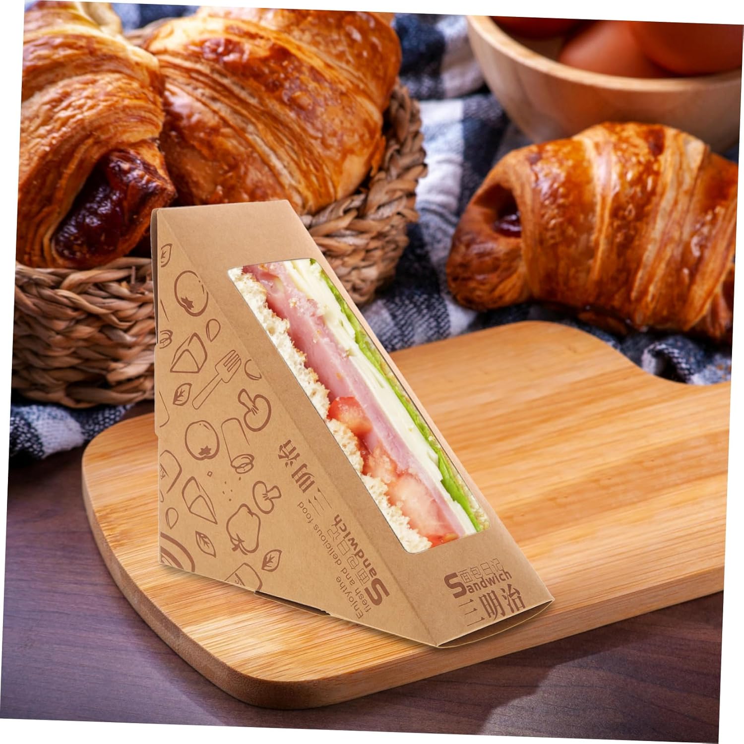 Triangle Wrapping Paper Box Sandwich Paper Box 100pcs Sandwich Wrapping Containers Baking Food Packaging