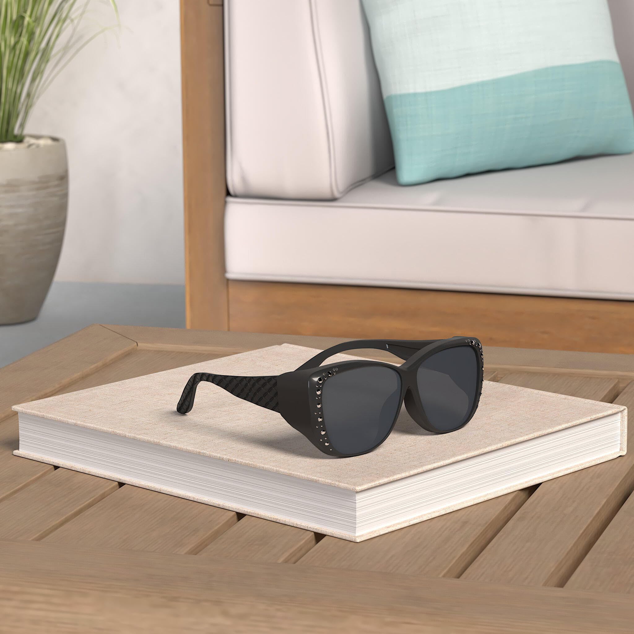 Yogo Vision Lunettes de soleil polarisées et à verres HD pour femme, compatibles avec les lunettes de vue. Protection UV.