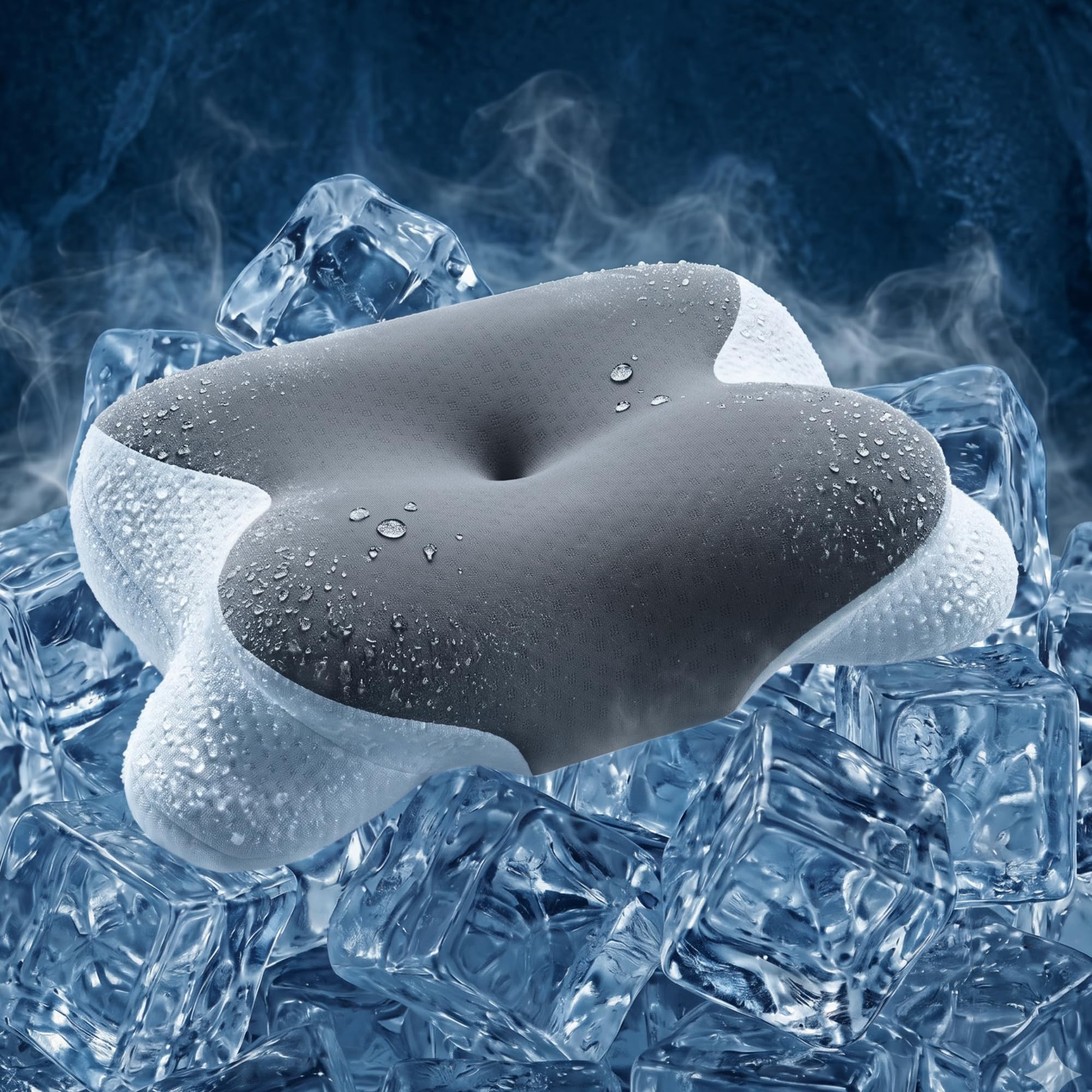 Oreiller Ergonomique en Mousse à mémoire de Forme, Forme Papillon | Double épaisseur 9cm / 12cm, housse amovible respirante pour dormeurs sur le dos, le côté et le ventre, 62 x 39 cm,Blanc&Gris