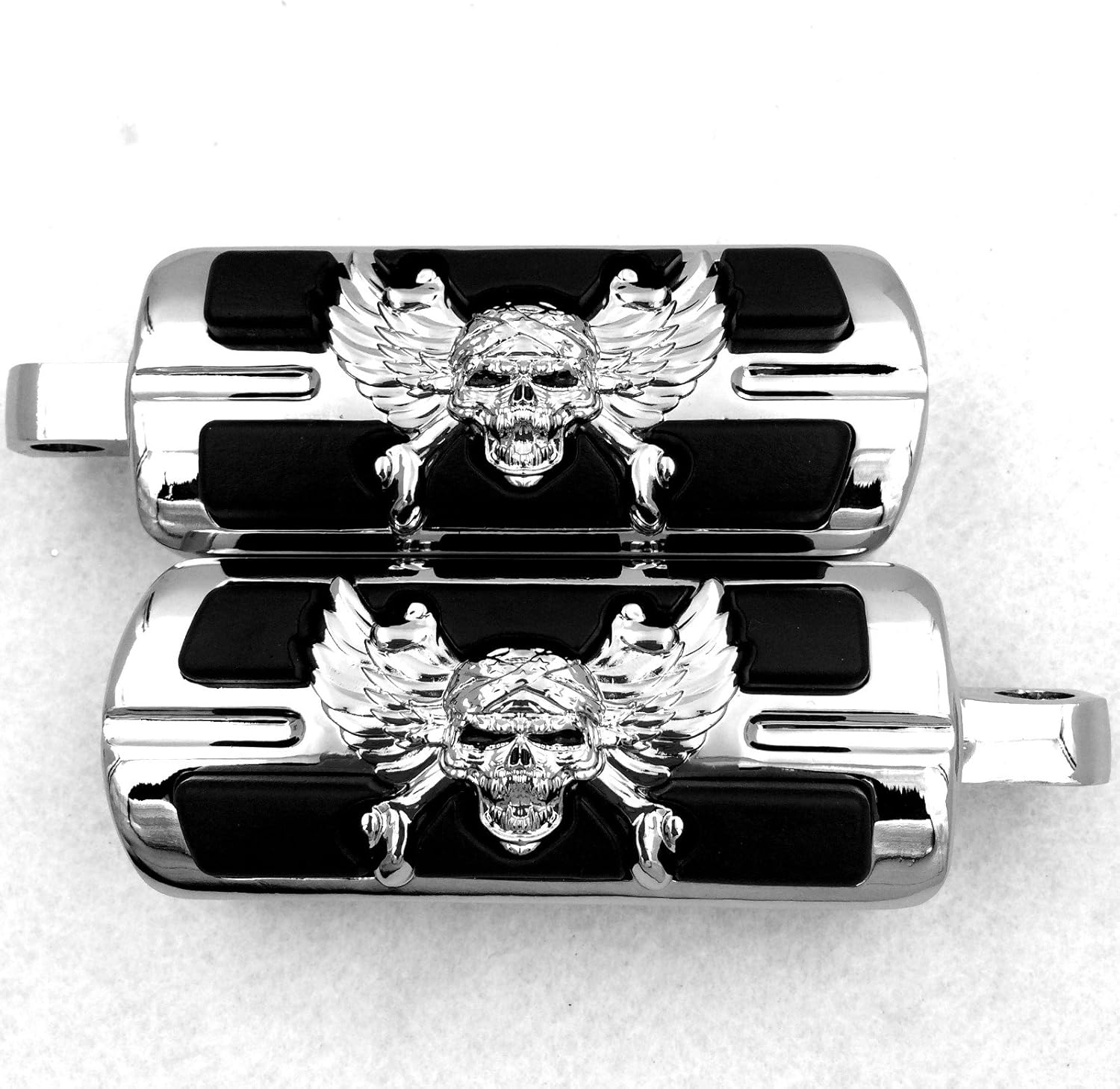 "NBX Wing Skull Zombie Foot Pegs - Compatible with H-D Male Mount-Style Support. Fits Most Models. Check Description for Details."