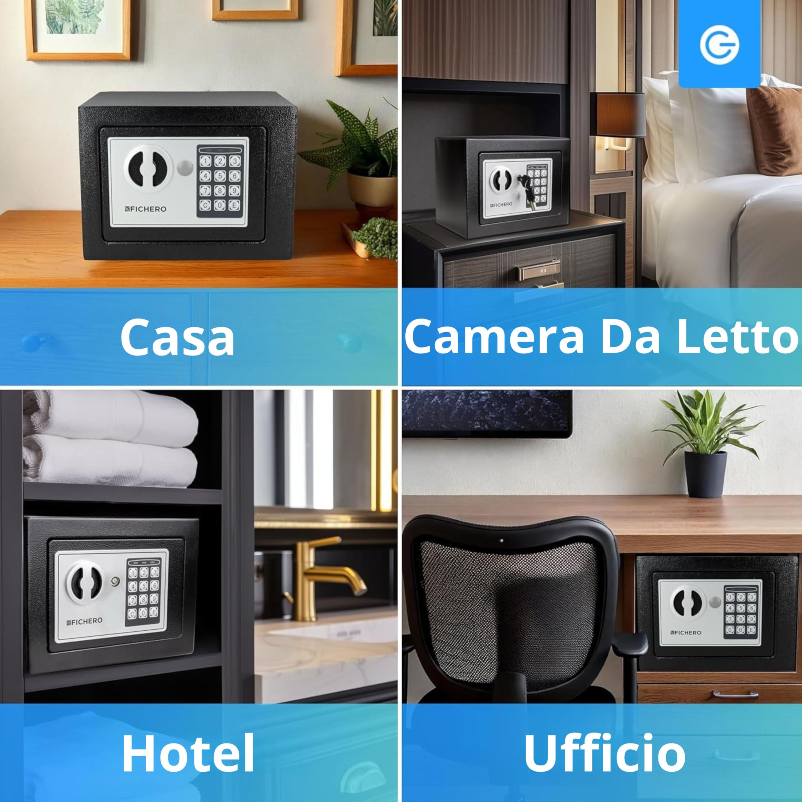 YASTA Cassaforte a muro con chiave e Combinazione Numerica Elettronica 23x17x17 Cm 6L Cassetta Di Sicurezza Da Incasso