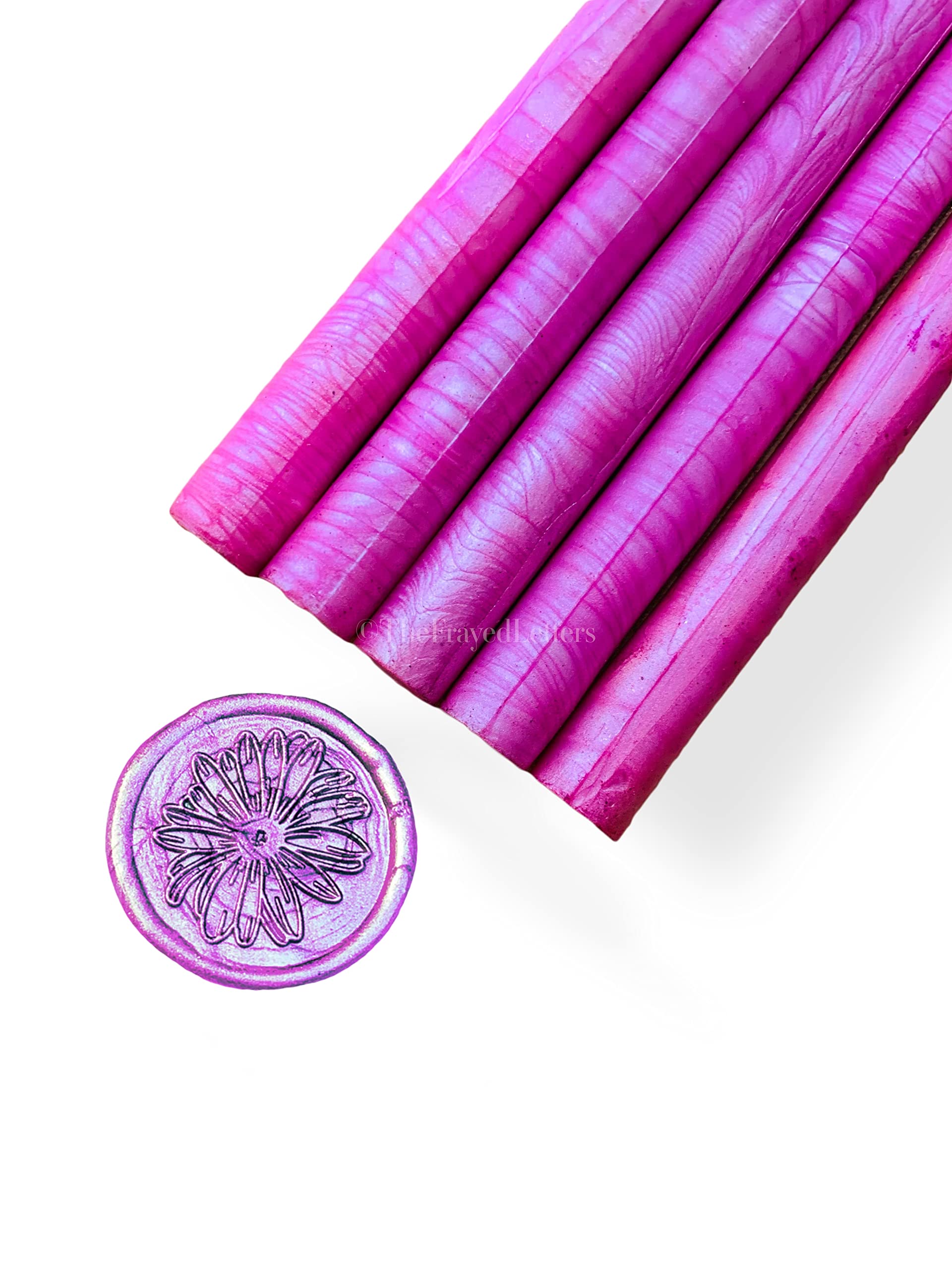 5 Pieces Glue Gun Sealing Wax Sticks for Retro Vintage Wax Seal Stamp and Letter, Great Invitations, Cards Envelopes, Snail Mails, Wine Packages, Gift Wrapping (Metallic Pink)