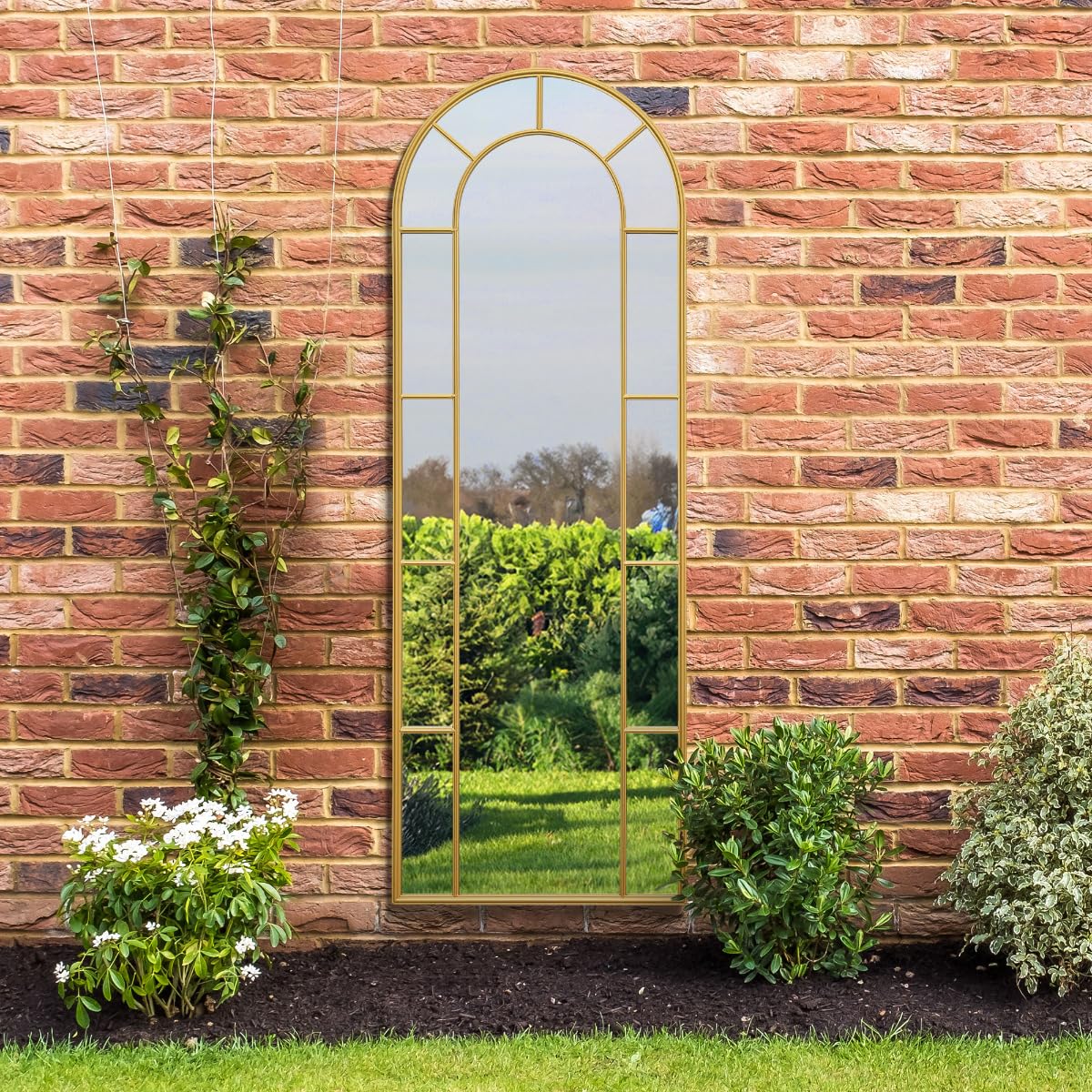 MirroroutletThe ArcusGold Framed Arched Leaner Garden Wall Mirror 67" X 24" (170  X 60 Cm) from B&Q