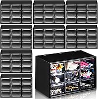 Vista 8 de Rtteri Mini organizador de cajones de plástico de 9 piezas, caja de almacenamiento de escritorio, organizador de manualidades con 9 cajones
