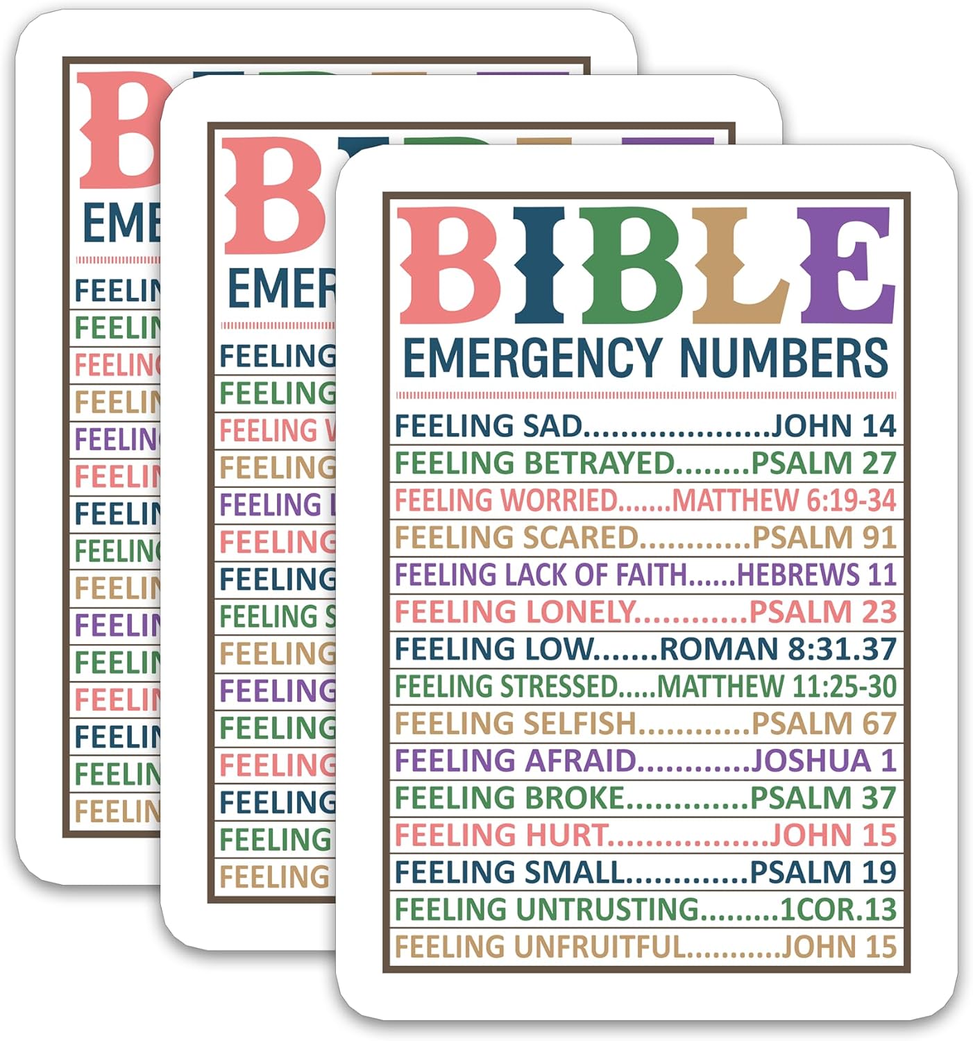 (3Pcs) Bible Emergency Numbers Sticker Christian Sticker