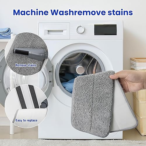 Miniatura 6 de Trapeadores planos de microfibra para limpieza de suelos, húmedo y seco y trapeador de polvo con 4 almohadillas lavables reutilizables, mopa de