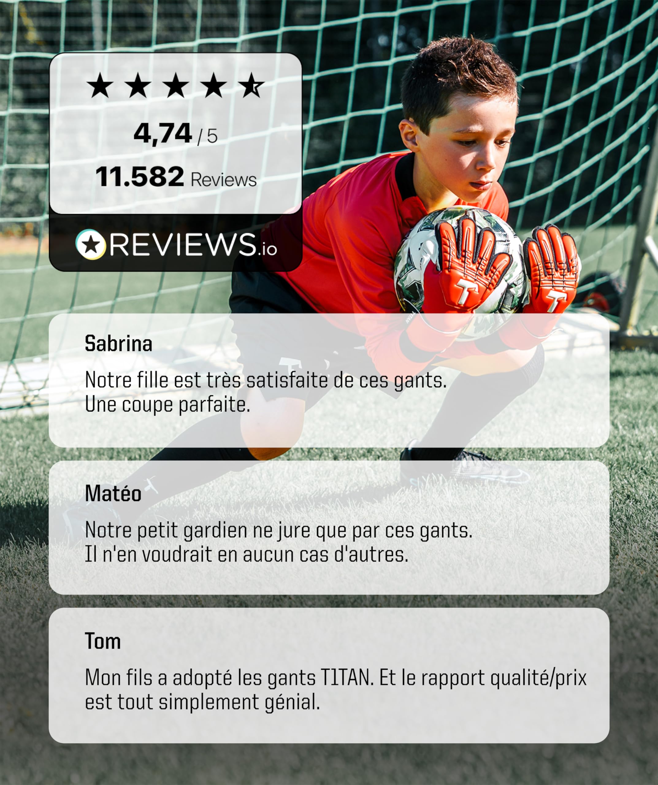 T1TAN Gants de Gardien Enfants - Gants de Gardien de But sans protège-Doigts - pour Le Professionnel de l’Avenir - Taille 4-6