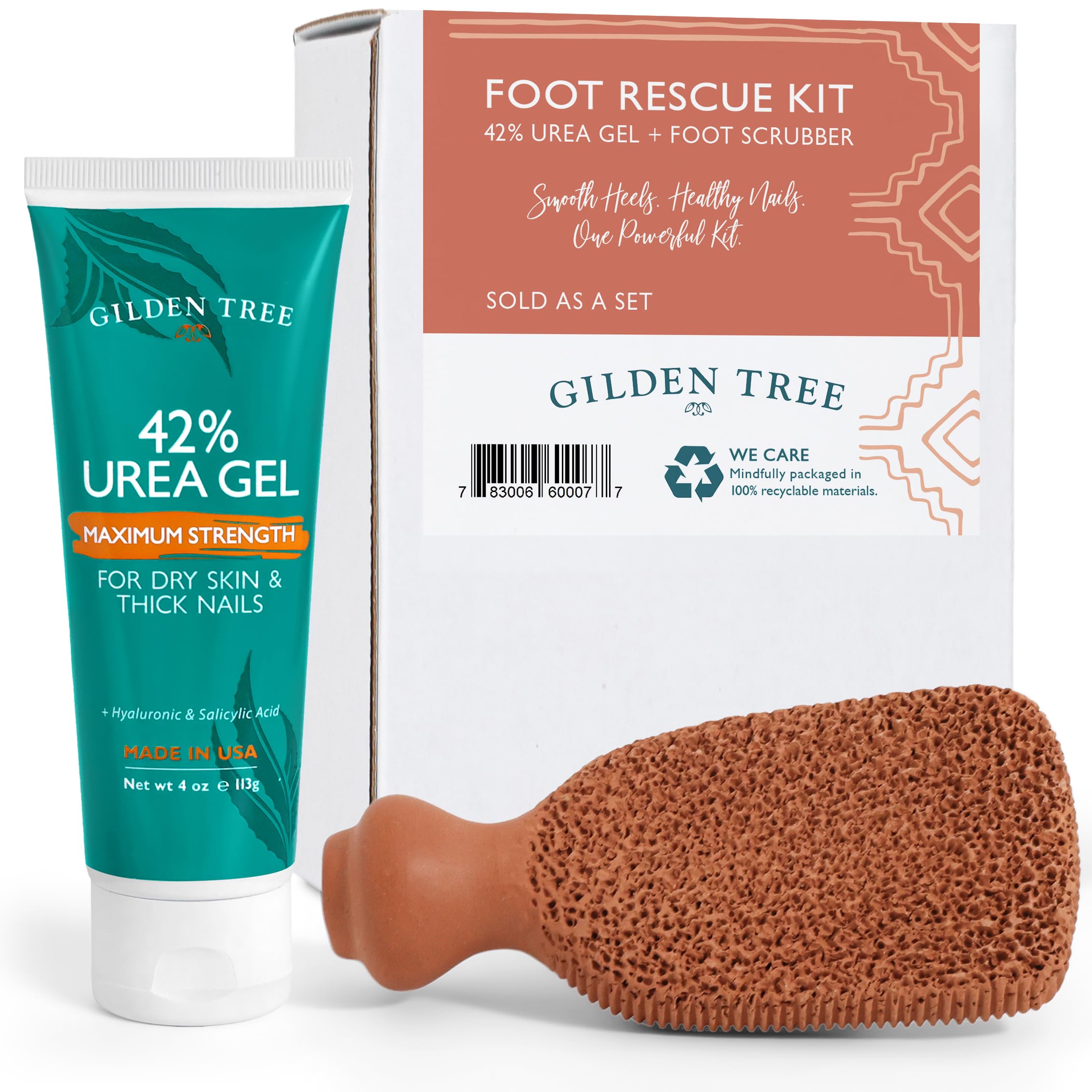 Callus Remover Gel + Foot Scrubber Kit - Pedicure Tools for Dry Cracked Heels