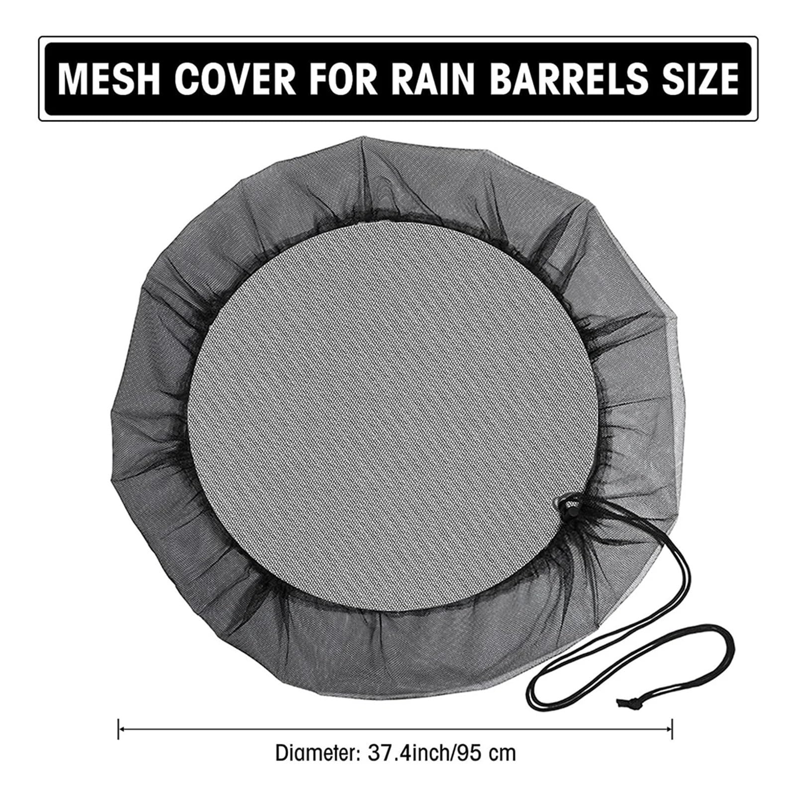 Grille de Protection pour Citerne d'Eau de Pluie, Couverture en Maille pour Baril de Pluie Blanc et Noir 2 Pièces