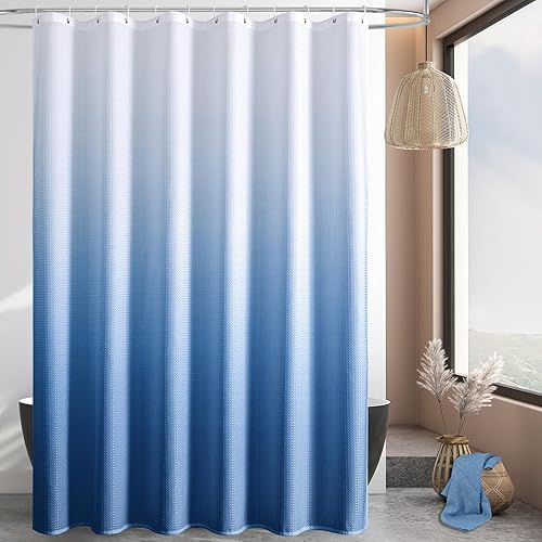 Vista 95 de MitoVilla Cortina de ducha extra larga de 72 x 84 pulgadas, cortina de ducha de tela gofre verde salvia de 84 pulgadas, cortinas de ducha de granja