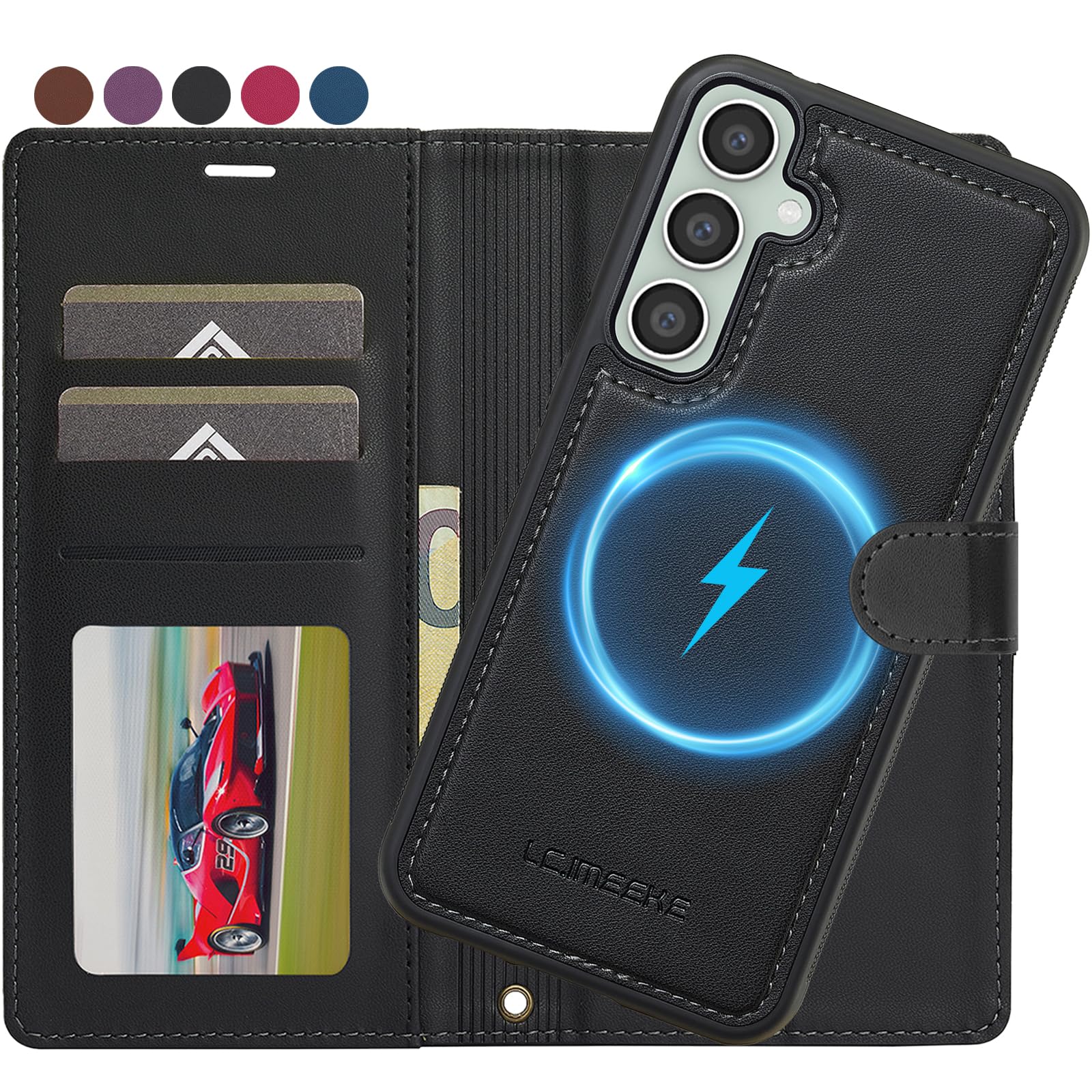 Ailicici für Samsung Galaxy A54 Hülle, [Abnehmbar] 2-IN-1 Abnehmbare magnetische Hülle, Kabelloses Laden, Kartenfach Leder Case, Handyhülle RFID Klapphülle, Schutzhülle für Samsung A54 5G Hülle