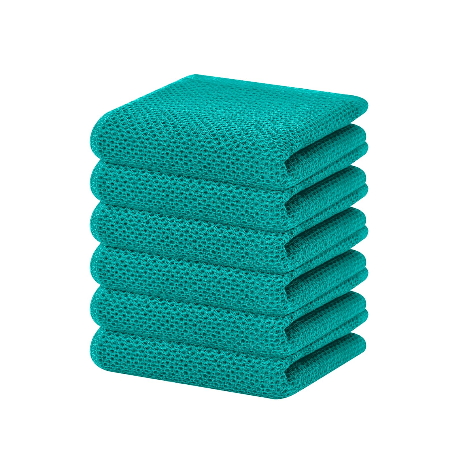 Homaxy 100% Cotton Waffle Weave Kitchen Dish Towels 6-Pack, Teal