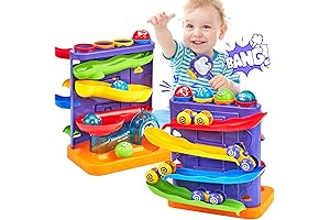 2-in-1 Pound a Ball Toy & Car Ramp Race Track Montessori Toy