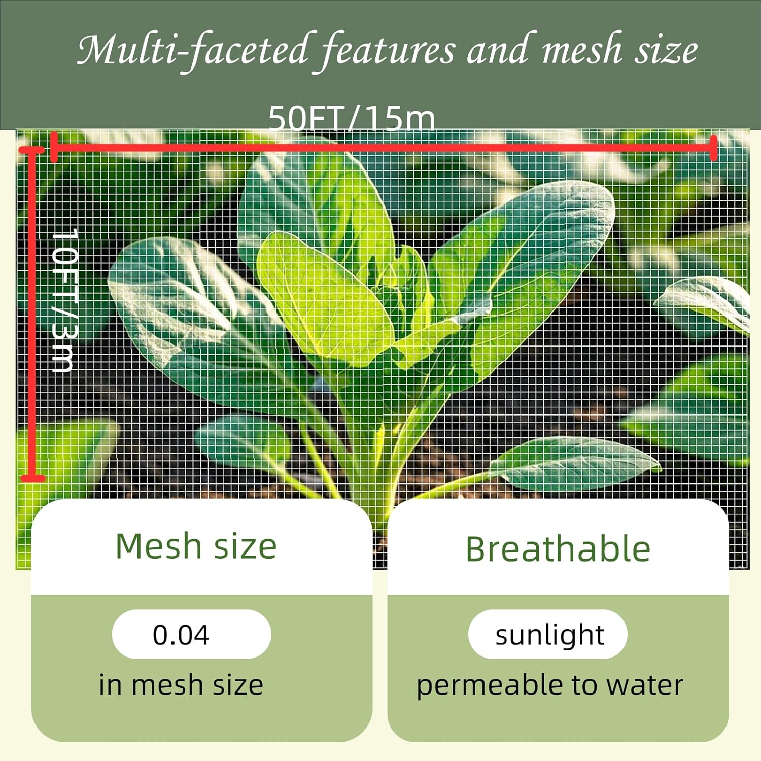 Garden Netting, 10x50FT Ultra Fine, Gardening Mesh Netting, Mosquito Net, Garden Netting for Raised Beds, Plant Covers, for Vegetable Plants, Fruits, Flowers, Crops