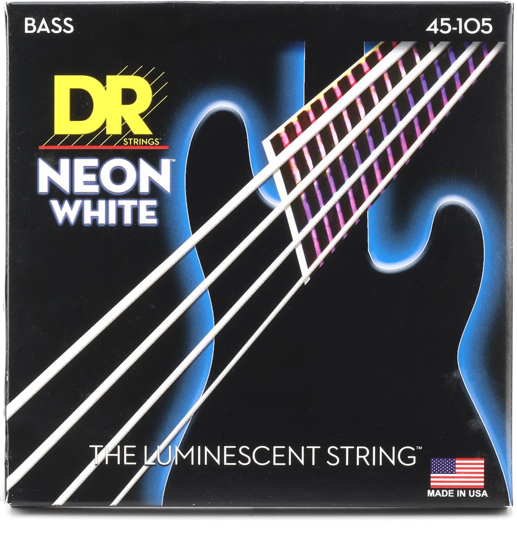 DR NWB-45 Strings HI-DEF NEON™ - WHITE coloured Bass Strings: Medium 45-105