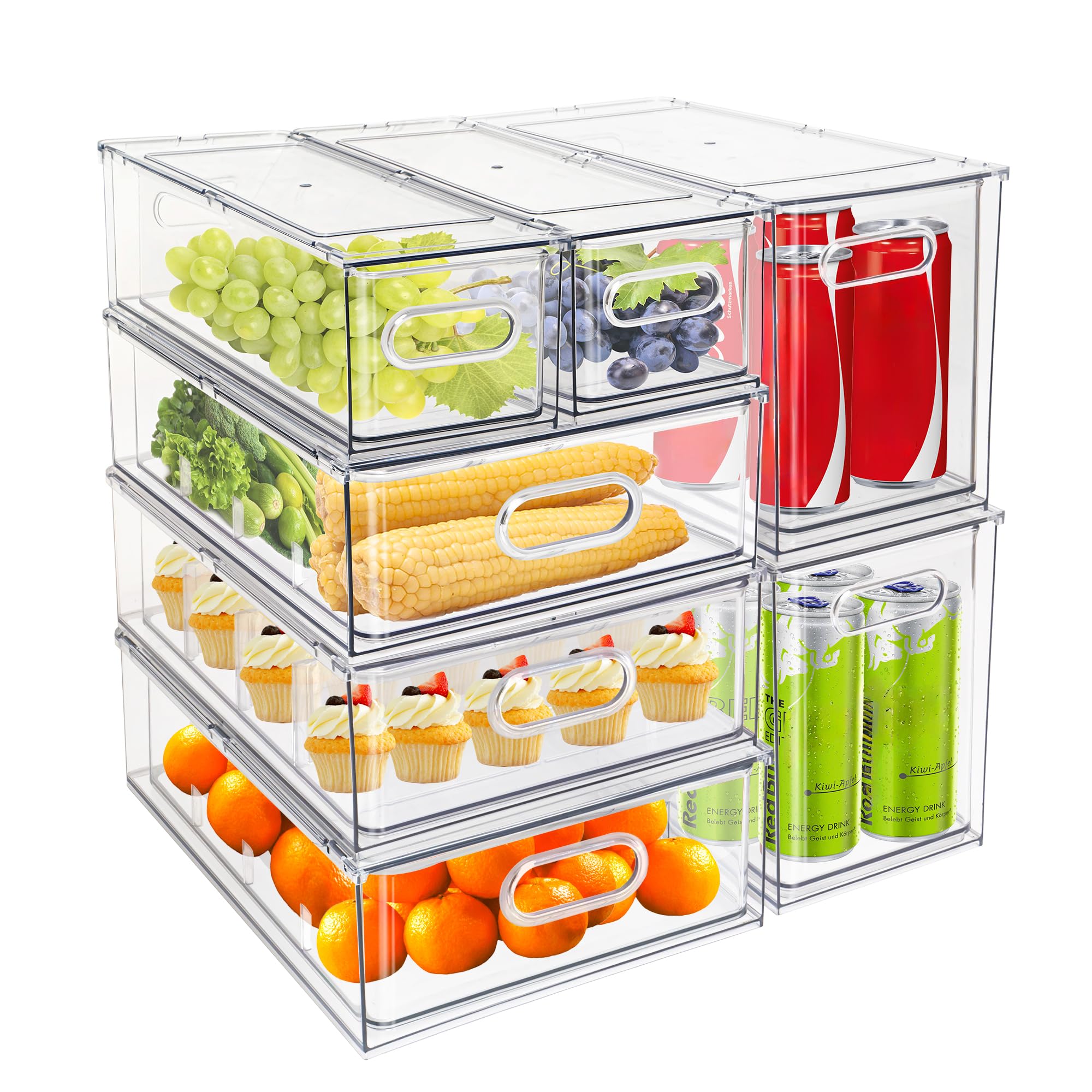 Tiroirs coulissants pour fruits et légumes boîte empilable transparente de tri frigo