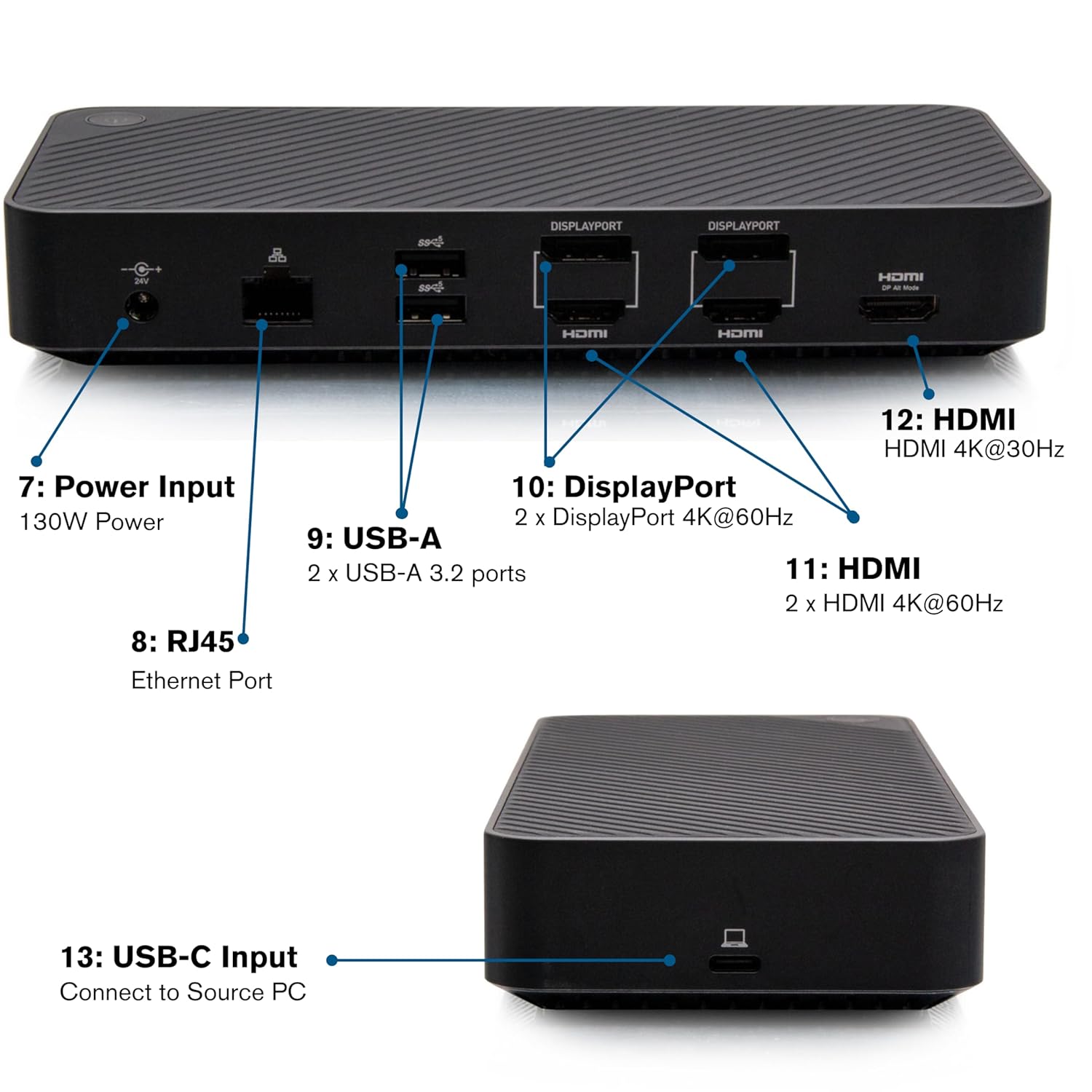 C2G USB-C® 11-in-1 Hybrid DisplayLink and DP Alt Mode Triple 4K Docking Station with HDMI®, DisplayPort™, Ethernet, USB, 3.5mm Audio and Power Delivery up to 100W