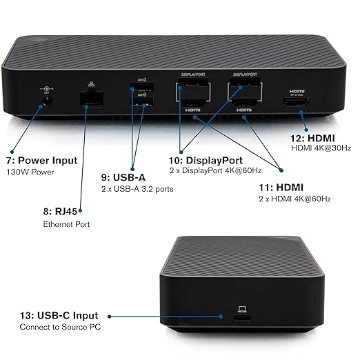 C2G Dock USB-C 11 en 1 Triple 4K con HDMI, DisplayPort, Ethernet y PD 100W miniatura 3
