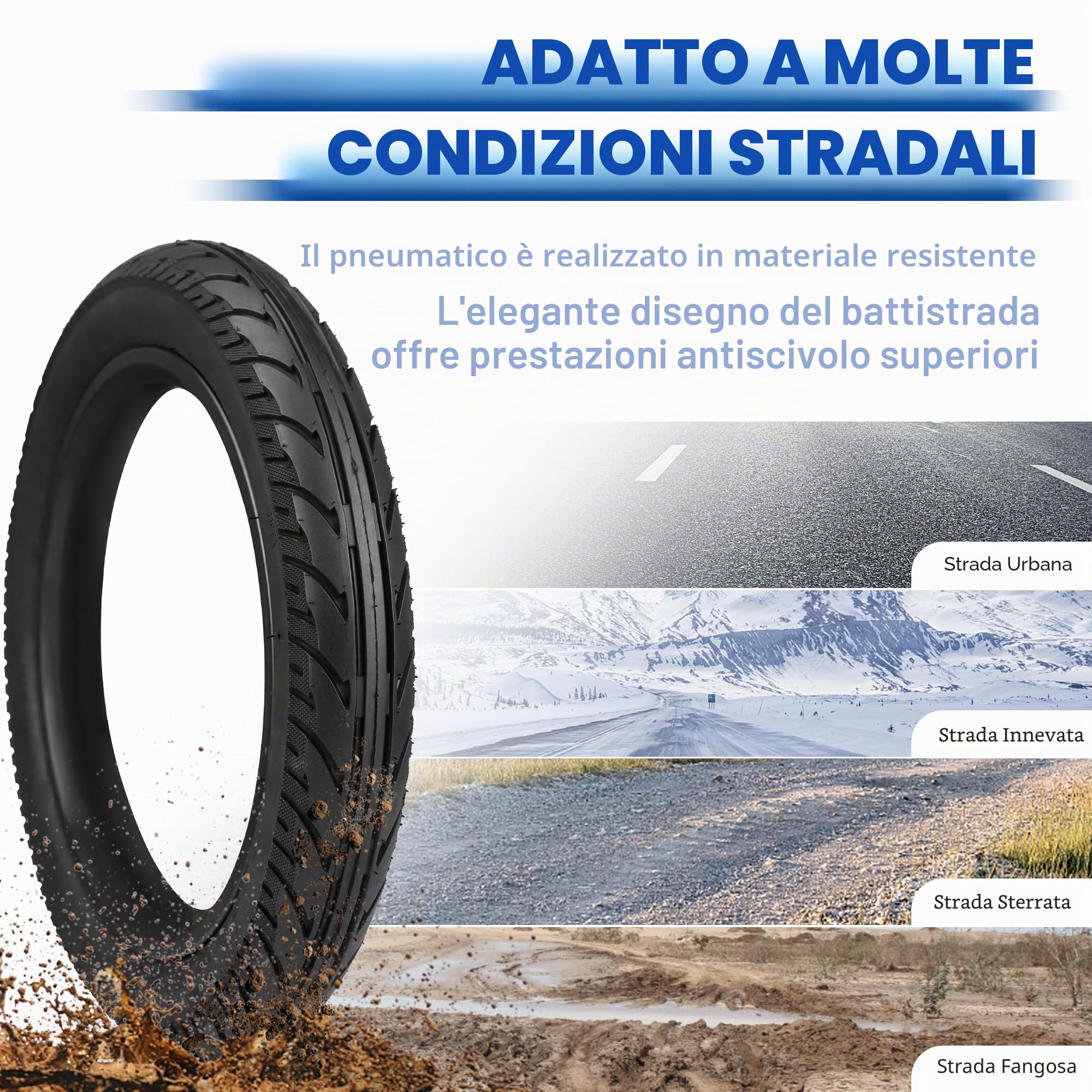 Set di 2 pneumatici e camera d'aria da 14 x 2,125 pollici (54 – 254) per biciclette elettriche al litio, BMX e scooter, 40 psi, include 2 leve per pneumatici (stile B, 35,6 x 5,4 cm)