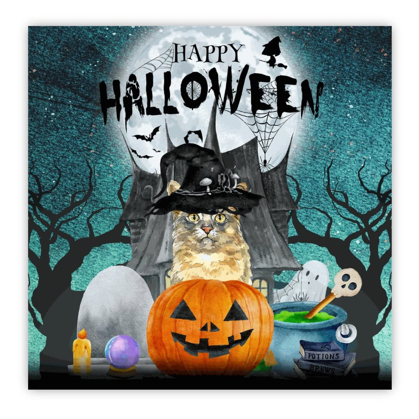 Panneau en bois Happy Halloween décoration murale citrouille lune maison et chambre