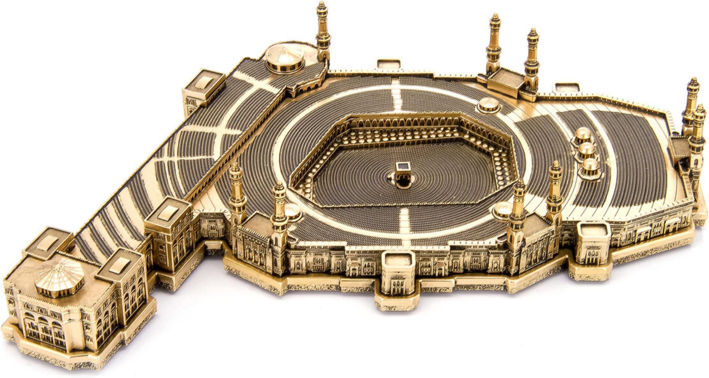 Masjid Al Haram Figurine | Kaaba Replica | Islamic Table Desk Decor, Living Room Home Decoration | Islamic Art | Muslim Home Office Gift | Eid Ramadan Gift (Gold)