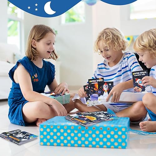 Miniatura 5 de Faccito 24 libros espaciales para colorear a granel para niños, mini libros para colorear del sistema solar, recuerdos de fiesta para astronauta,