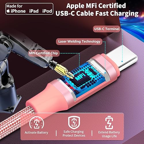 Miniatura 10 de USB-C Car Charger Fast Charging, Linocell 2Pack 72W Dual PD Power Cigarette Lighter Zinc Alloy Type-C Car Charging Adapter for iPhone 1515