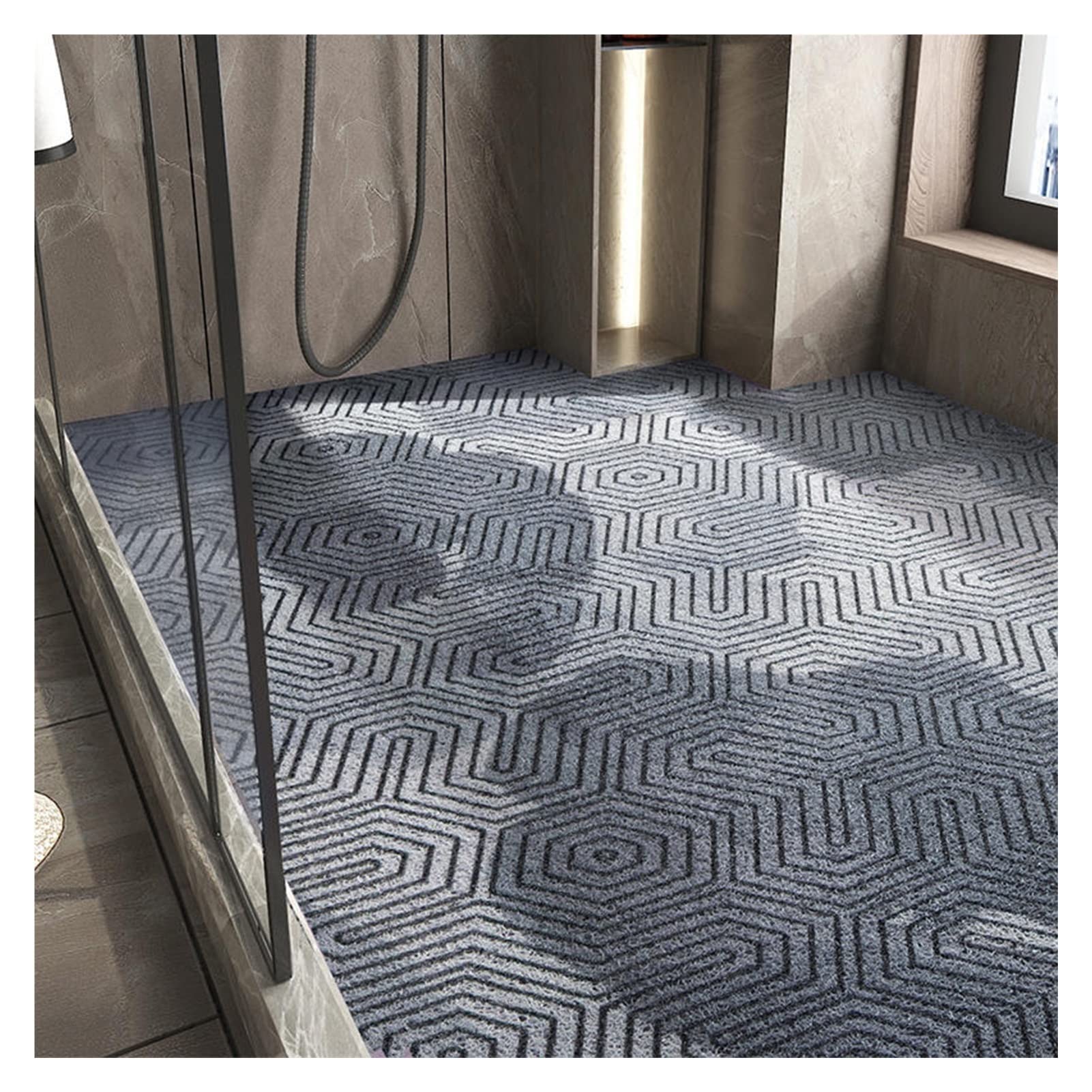 Alfombrilla de ducha de madera antideslizante QuickDry con almohadilla para pies de corte antideslizante para una ducha segura, ideal para decoración de baño