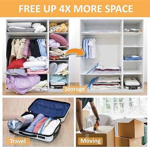 Vista 3 de 10 bolsas de almacenamiento al vacío jumbo, bolsas de almacenamiento de compresión para edredones y mantas, bolsas selladoras al vacío