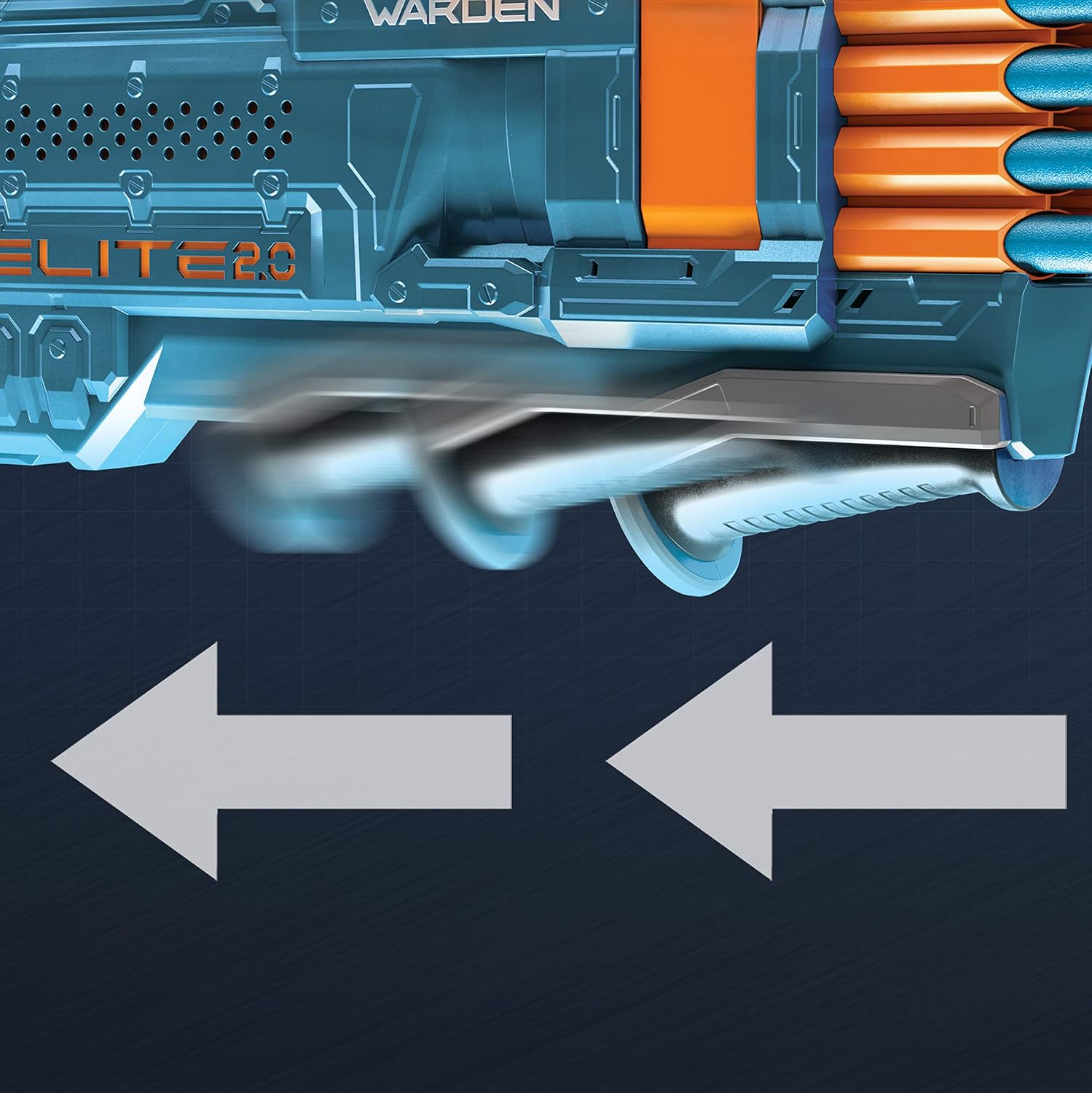 Nerf Elite 2.0 Warden DB-8 Blaster, 16 Official Nerf Darts, Blast 2 Darts At Once, Tactical Rail, Slam Fire