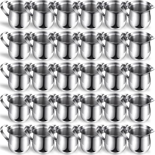 Bokon 36 piezas de cremas de campana de acero inoxidable de 3 onzas para servir leche, café, crema, jarabe, azúcar en forma de campana, contenedor disponible en Yaxa Costa Rica