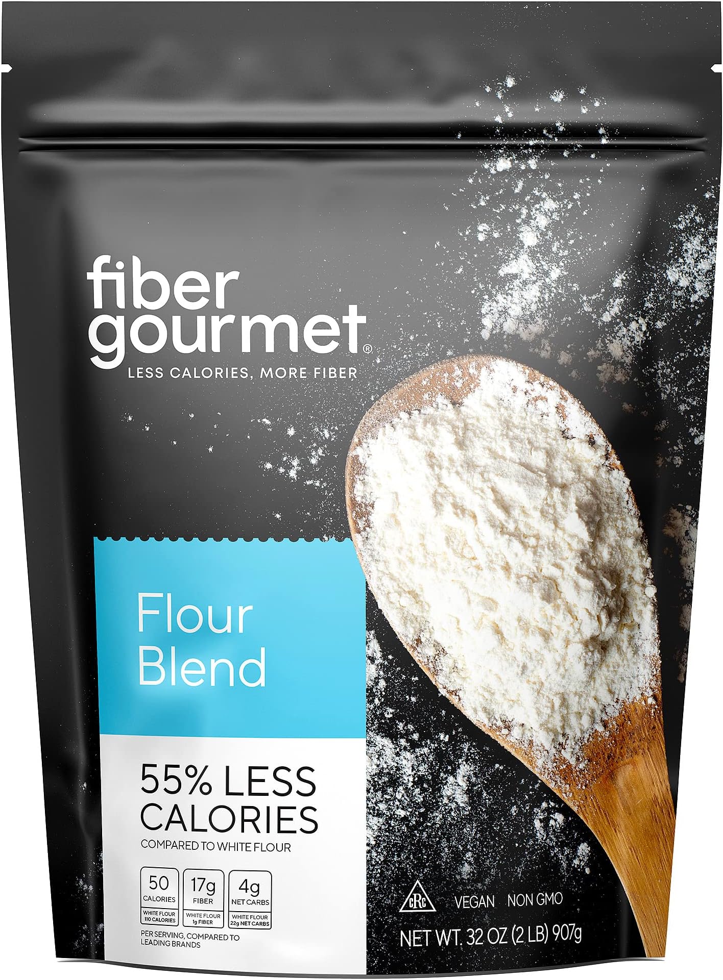 Low Net Carb Flour Blend - Keto Friendly All-Purpose Baking Flour with 55% Fewer Calories, 81% Fewer Net Carbs, 17g Fiber, Non-GMO Vegan - 32 Ounce (pack of 1)