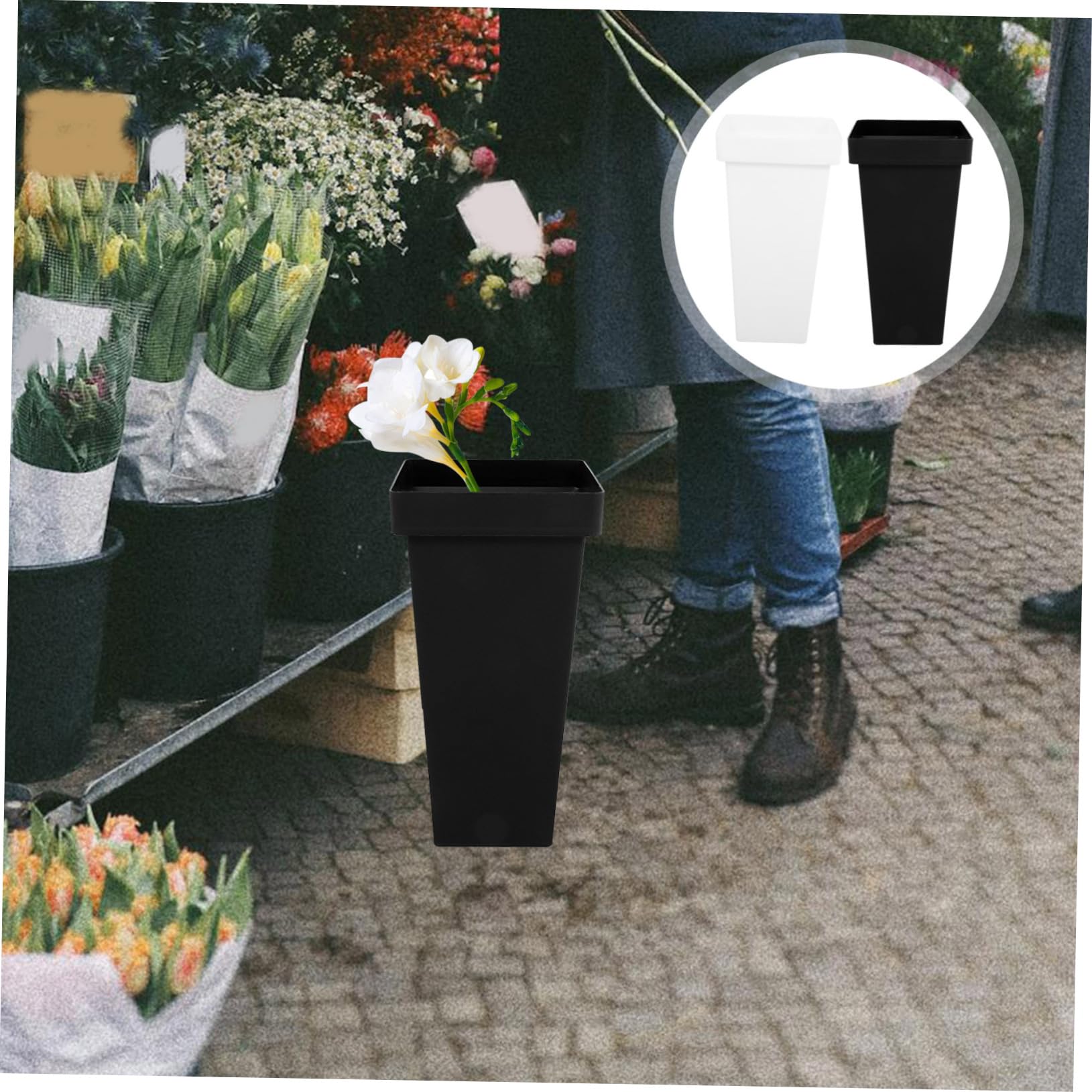 Anneome Blumenkörbe Moderne Blumenkörbe 2 Stück aus Kunststoff Leicht und Praktisch zur Dekoration Rustikaler Blumenhalter für Büro und Laden